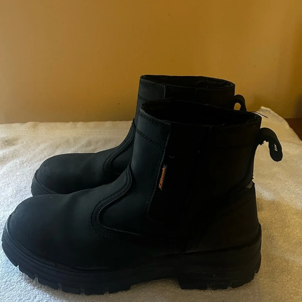 Clitenk Black Steel Toe Boots Sz 9
